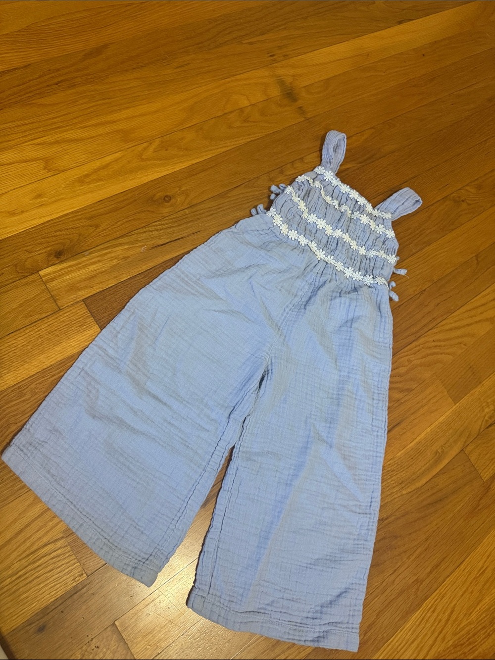 Primark Light Blue Smocked Wide-Leg Girls' Jumpsuit